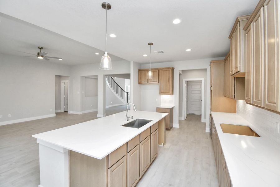 The extended counter area adds both practicality and style, making meal preparation a breeze. Every detail is thoughtfully designed to enhance the kitchen's functionality and aesthetic appeal. Sample photo of completed home with similar floor plan. Actual colors and selections may vary. The extended counter area adds both practicality and style, making meal preparation a breeze. Every detail is thoughtfully designed to enhance the kitchen's functionality and aesthetic appeal. Sample photo of completed home with similar floor plan. Actual colors and selections may vary.