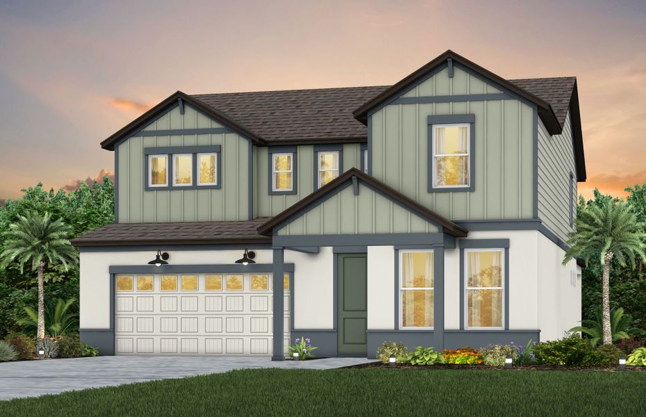 Representative exterior photo of a completed home built from the Wynfield by Pulte Homes in Seaire, Parrish, FL (Image 8). Representative exterior photo of a completed home built from the Wynfield by Pulte Homes in Seaire, Parrish, FL (Image 8).