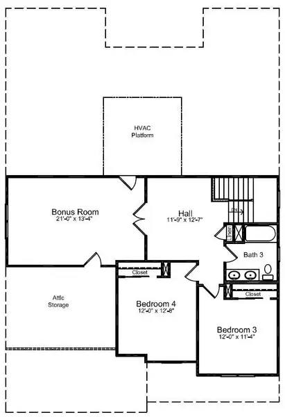 2D floor plan layout for the Ashlyn by Niblock Homes in Red Hill, Concord, NC (Image 4).