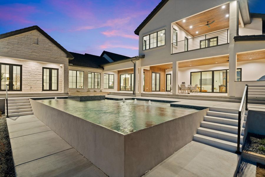 View of all the outdoor living spaces on both levels.