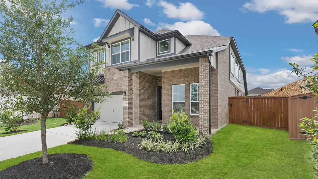 Representative exterior photo of a completed home built from the Lorne by Chesmar Homes in Artavia, Conroe, TX (Image 2). Representative exterior photo of a completed home built from the Lorne by Chesmar Homes in Artavia, Conroe, TX (Image 2).