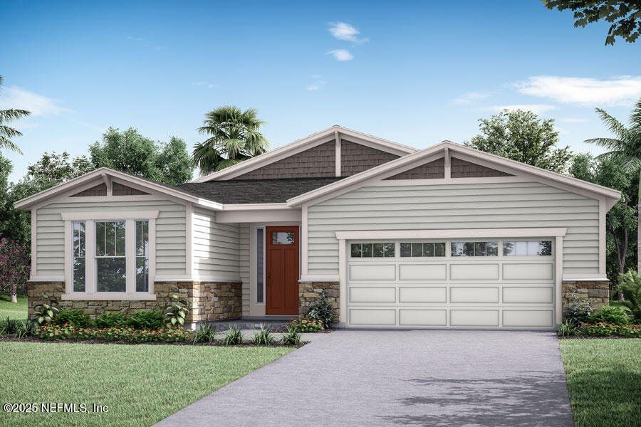 Front exterior of a new home in RiverTown - WaterSong, St. Johns, FL, highlighting curb appeal (Image 10).