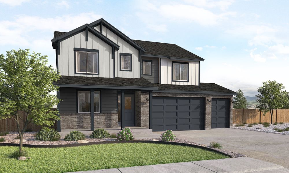 Representative exterior photo of a completed home built from the Qwynn by Lokal Homes in Jackson Creek, Monument, CO (Image 1). Representative exterior photo of a completed home built from the Qwynn by Lokal Homes in Jackson Creek, Monument, CO (Image 1).