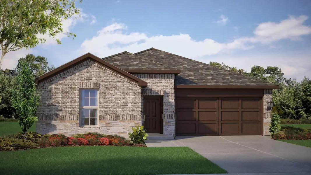 Front exterior of a new home in Homestead at Parks Bell Ranch, Odessa, TX, highlighting curb appeal (Image 17).