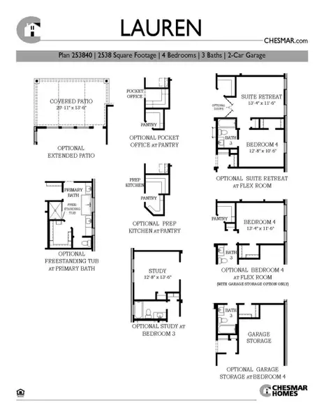 2D floor plan layout of this home in Wood Leaf Reserve, Tomball, TX (Image 4).