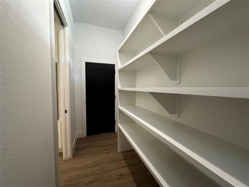 Kitchen Pantry with garage access and pocket door to kitchen