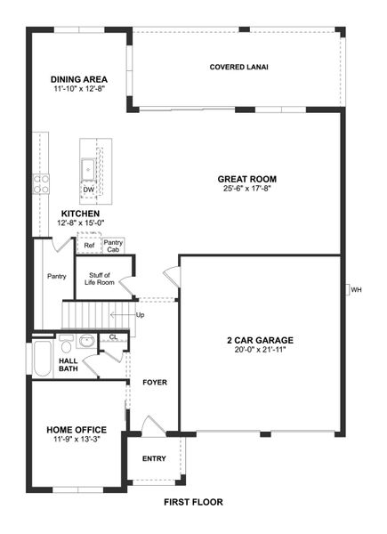 2D floor plan layout for the Sanya II by K. Hovnanian® Homes in Osprey Ranch, Winter Garden, FL (Image 3).