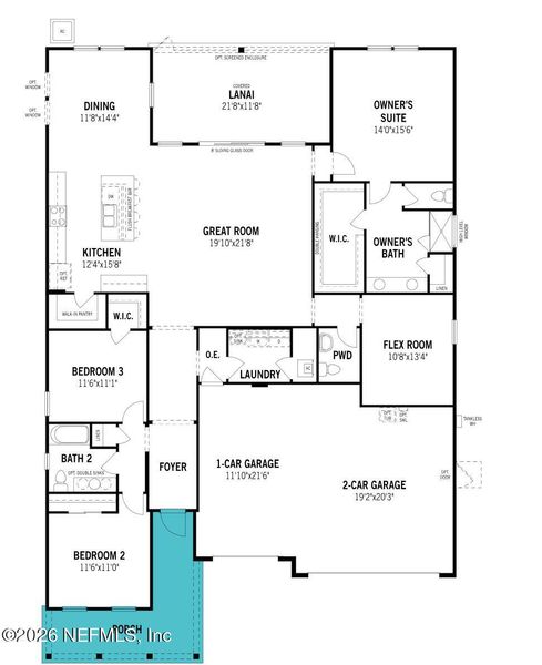 2D floor plan layout of this home in RiverTown, St. Johns, FL (Image 4).