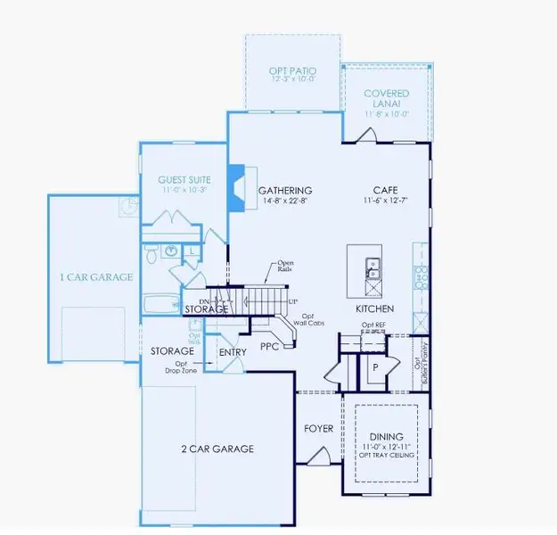 2D floor plan layout of this home in Creekside at Skelton, Jefferson, GA (Image 3).