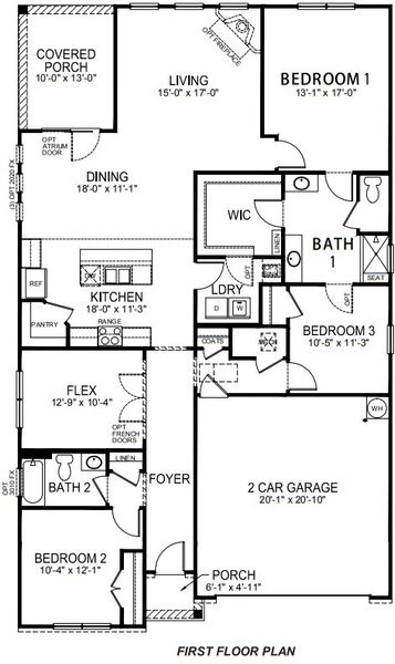 2D floor plan layout for the Dover by D.R. Horton in Cantrell Hills, Hendersonville, NC (Image 3).