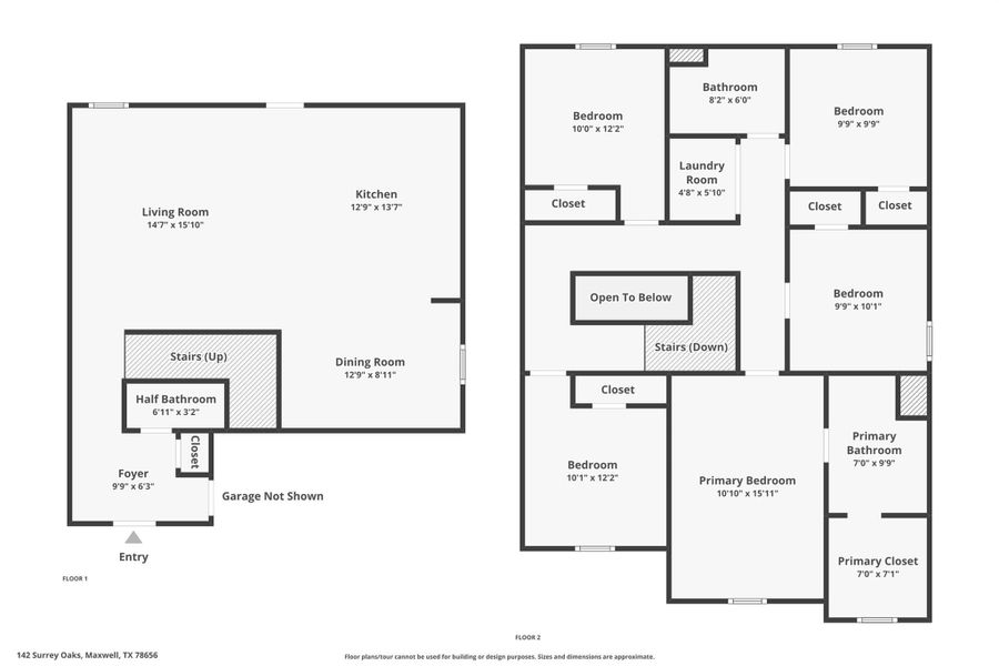 2D floor plan layout of this home in Sunset Oaks, Maxwell, TX (Image 5).