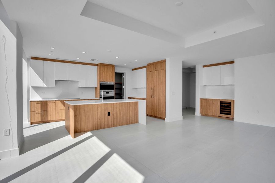 Dining, kitchen and bar area