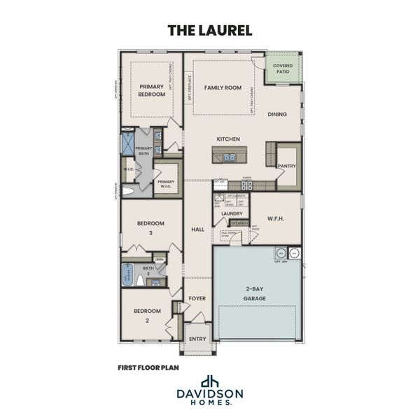 2D floor plan layout for the The Laurel M by Davidson Homes LLC in Parks at Foster Crossing, Anna, TX (Image 3).