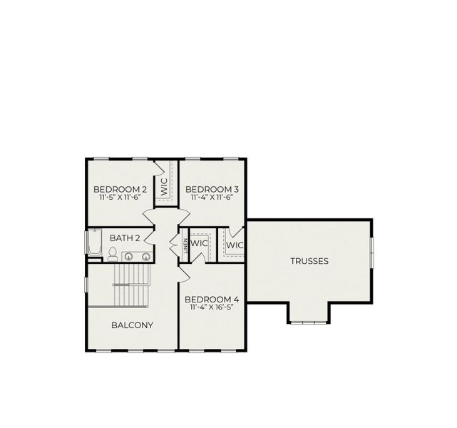 2D floor plan layout for the Essington Craftsman Foursquare by Homes by Dickerson in The View, Durham, NC (Image 4).