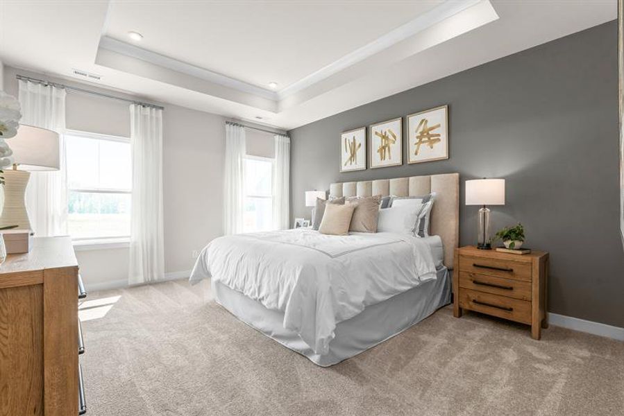 Representative furnished interior of a home built from the Mendelssohn by Ryan Homes in Stowe Branch Townhomes, Charlotte (Image 9).