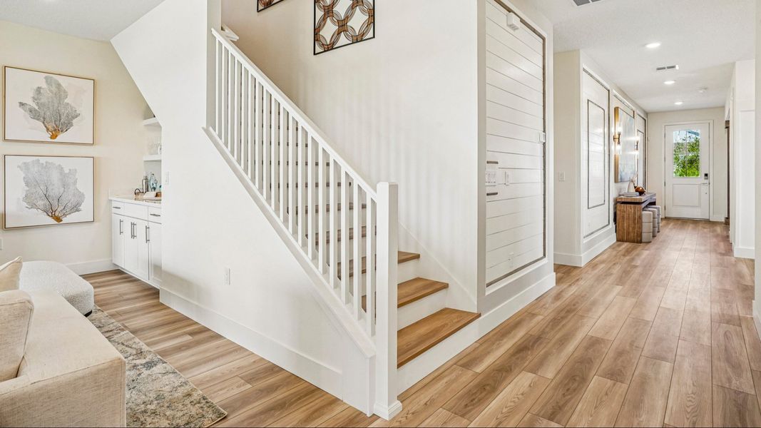 Oleander Floor Plan Stairs from Living Area to Loft by DRB Homes in Ardisia Park in New Smyrna Beach, FL Oleander Floor Plan Stairs from Living Area to Loft by DRB Homes in Ardisia Park in New Smyrna Beach, FL