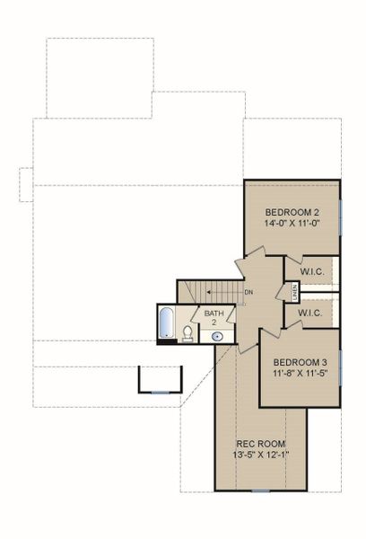 2D floor plan layout for the Sandpiper by Grand Oak Homes in Kettle Creek, Zebulon, NC (Image 4).