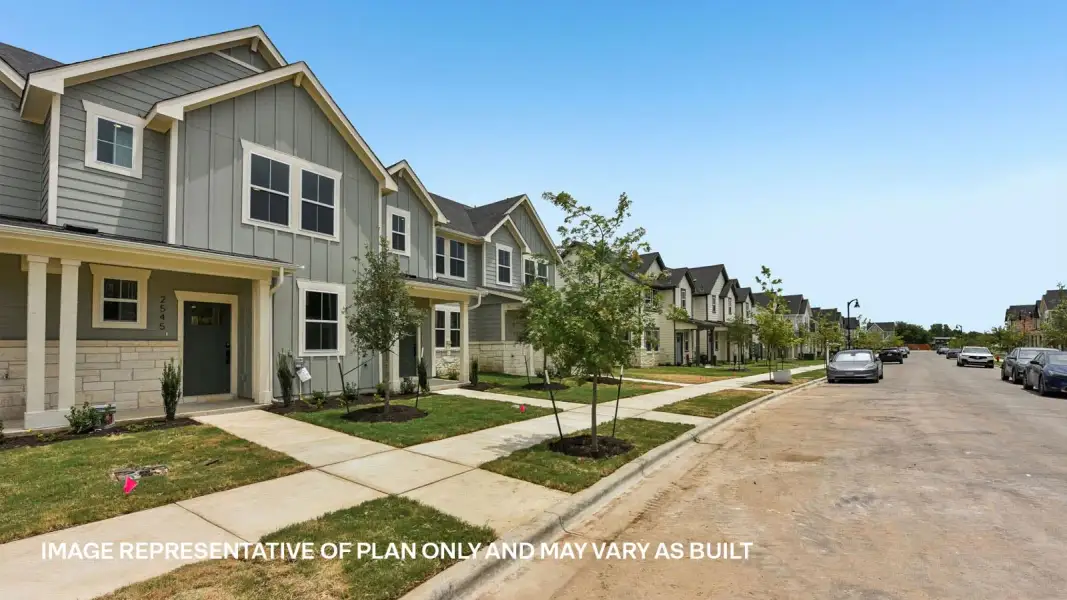 Front exterior of a new home in Avery Centre, Round Rock, TX, highlighting curb appeal (Image 2). Front exterior of a new home in Avery Centre, Round Rock, TX, highlighting curb appeal (Image 2).