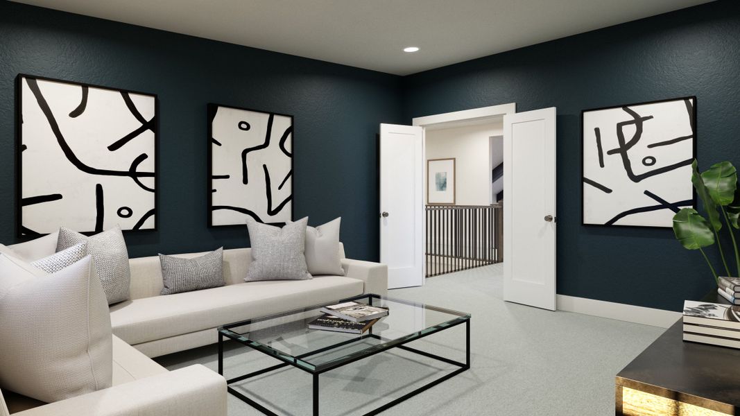 Representative furnished interior of a home built from the Brenham III by Southgate Homes in Eliana, McKinney (Image 23).
