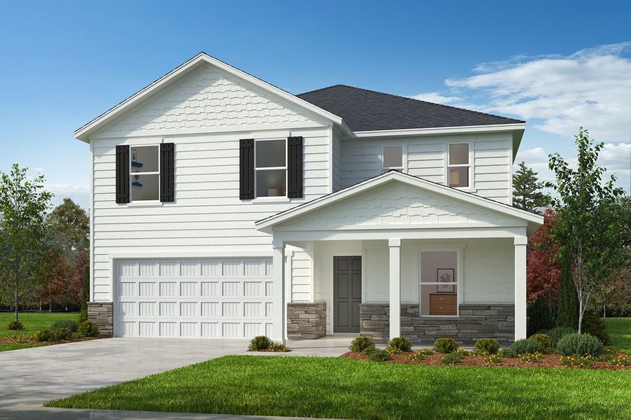 Representative exterior photo of a completed home built from the 2723 by KB Home in Bella Vista Classic, Denver, NC (Image 13).