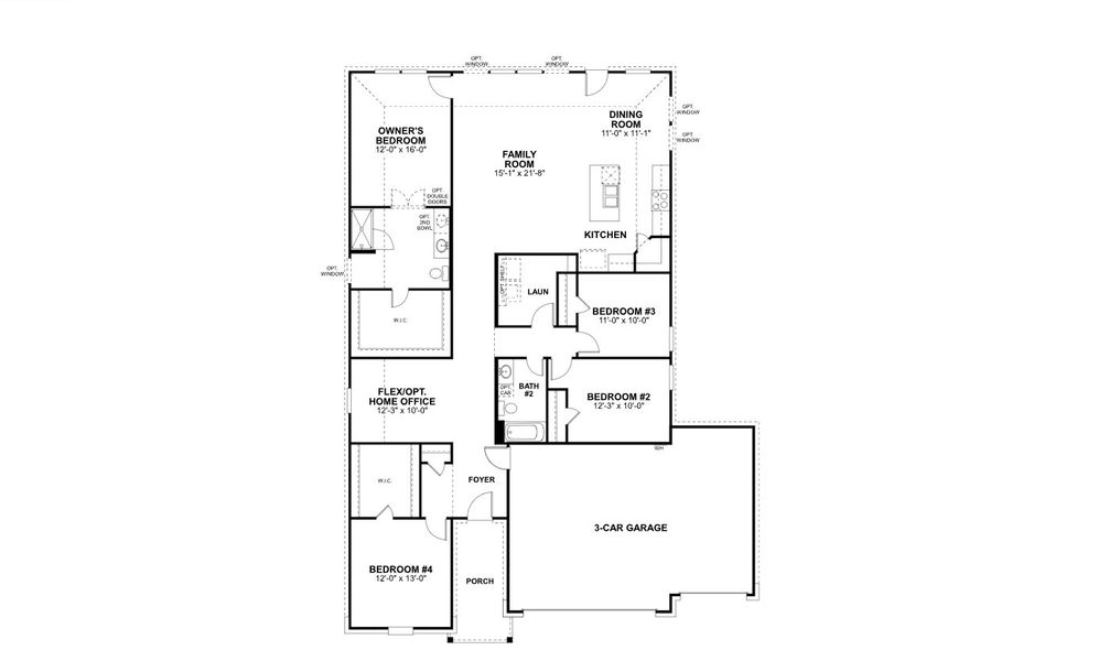 2D floor plan layout for the Esparanza by M/I Homes in Hickory Ridge, Elmendorf, TX (Image 3).