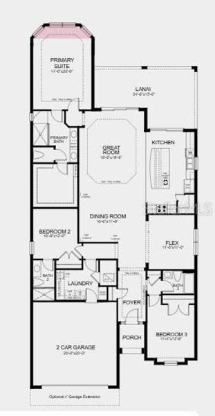 2D floor plan layout of this home in Esplanade at Westview, Kissimmee, FL (Image 2).