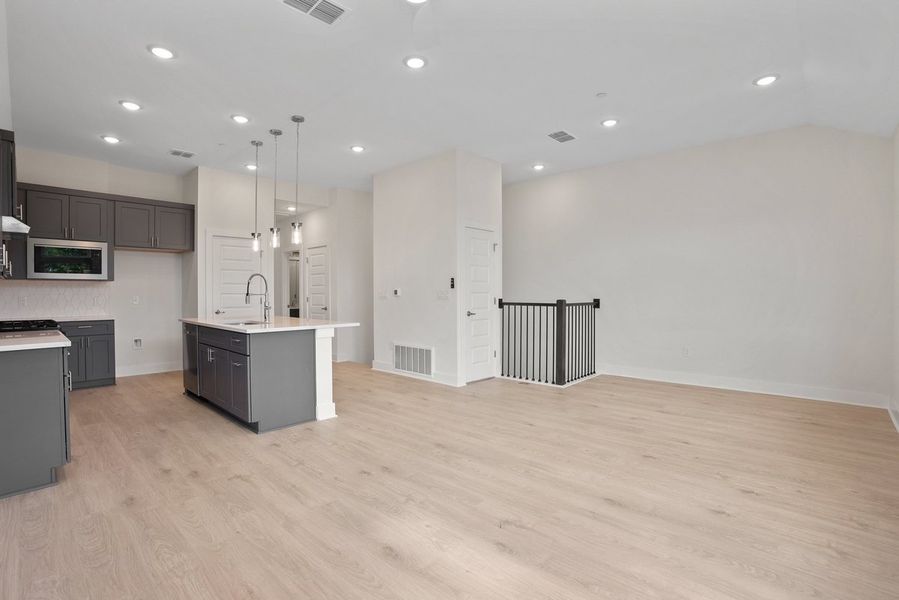 Furnished interior view inside a new home in Koenig Townhomes, Austin (Image 4). Furnished interior view inside a new home in Koenig Townhomes, Austin (Image 4).