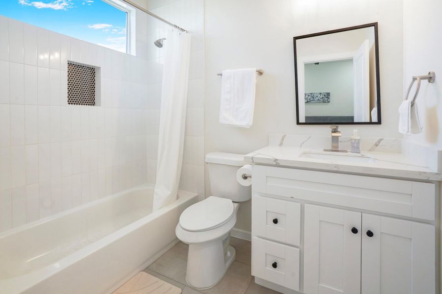 Secondary bedroom has a full bathroom.