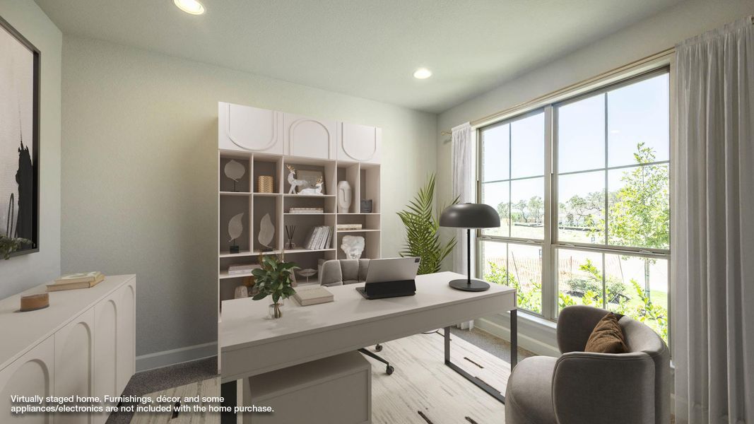 Home office featuring recessed lighting and baseboards Home office featuring recessed lighting and baseboards