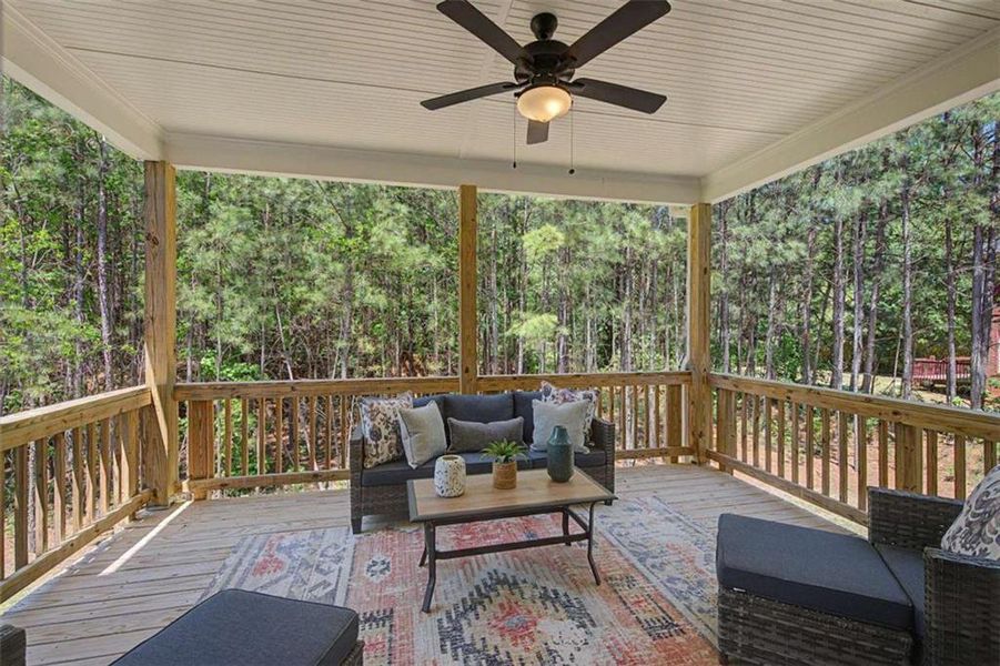 Exterior details and patio area of a home in The Estates at Hurricane Pointe, Douglasville (Image 3).