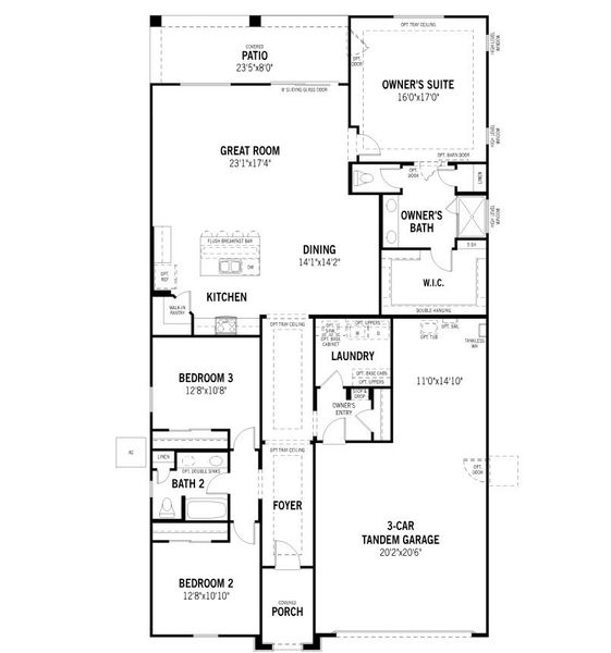 2D floor plan layout for the Azure by Mattamy Homes in White Tank Vistas, Waddell, AZ (Image 4).