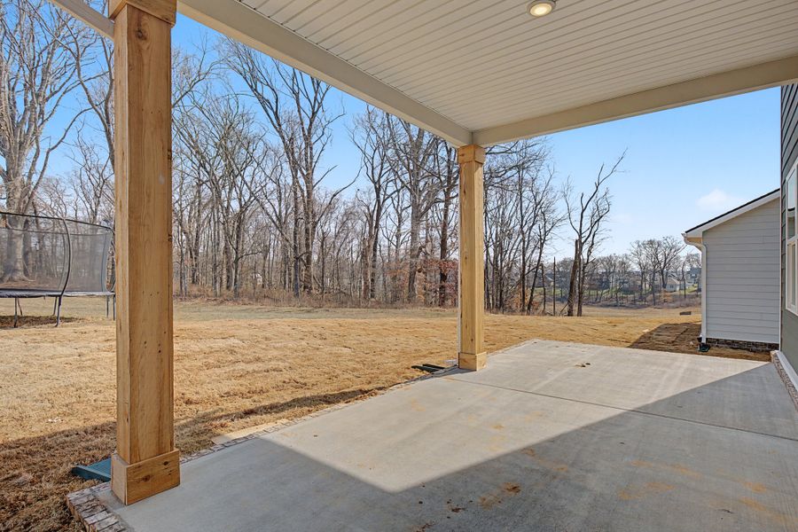 Exterior details and patio area of a home in The Oaks, Clarksville (Image 3).