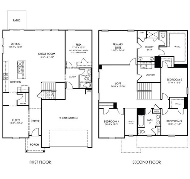 2D floor plan layout for the Johnson by Meritage Homes in Cherry Creek - Signature Series, Haw River, NC (Image 6).