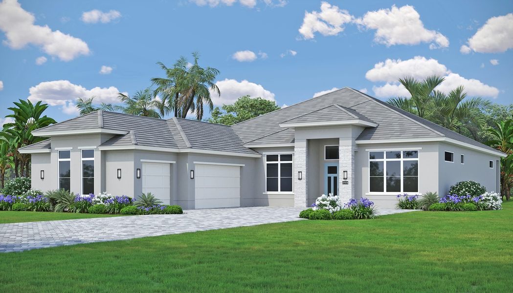 Representative exterior photo of a completed home built from the Riviera by GHO Homes in The Reserve at Grand Harbor, Vero Beach, FL (Image 2).