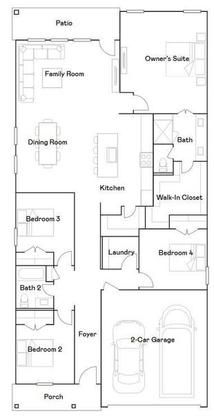 2D floor plan layout of this home in Jordan Ranch, Fulshear, TX (Image 3).