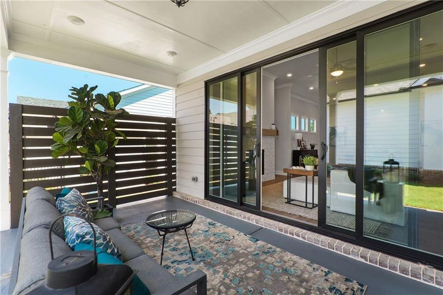 Exterior details and patio area of a home in Promenade at Sawnee Village, Cumming (Image 3).