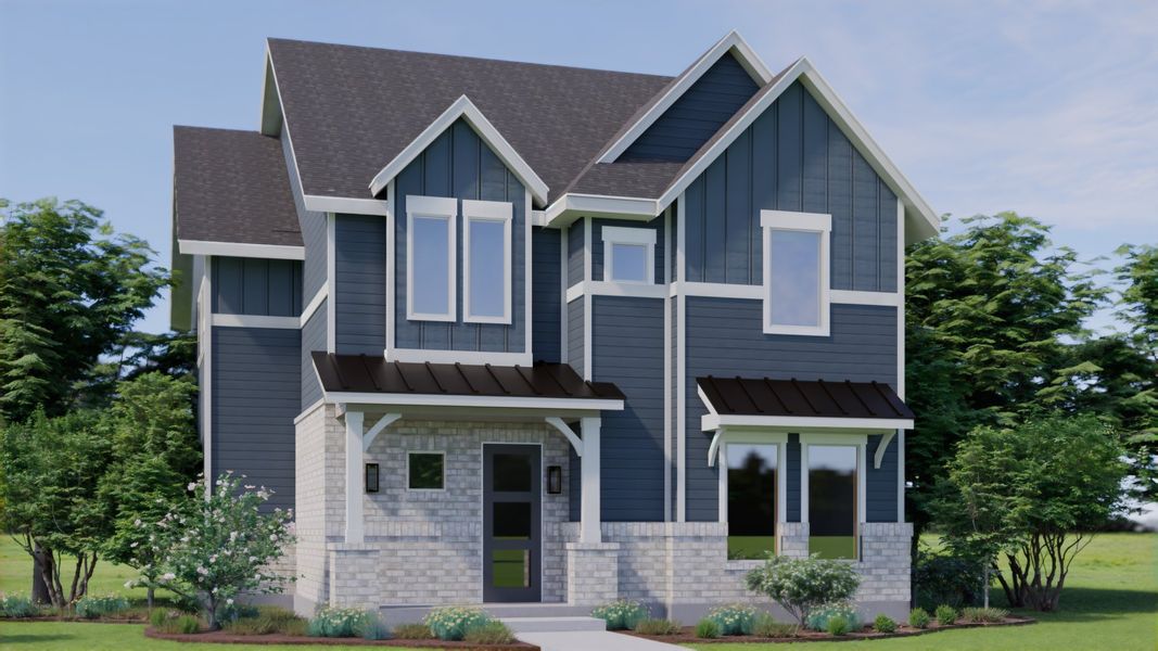 Representative exterior photo of a completed home built from the Homestead by Pacesetter Homes in Easton Park, Austin, TX (Image 4). Representative exterior photo of a completed home built from the Homestead by Pacesetter Homes in Easton Park, Austin, TX (Image 4).