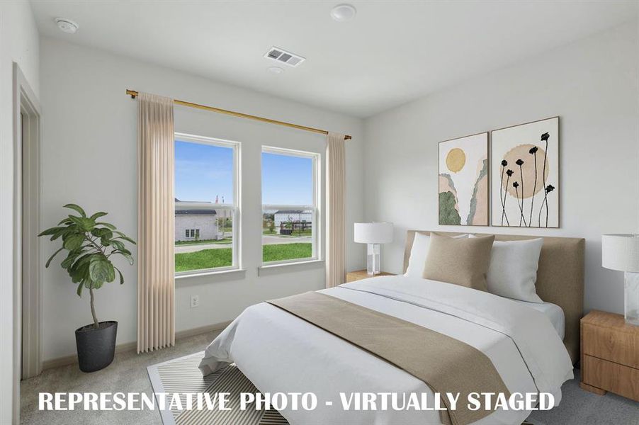 One of three nicely sized secondary bedrooms in our Lyonne plan.  REPRESENTATIVE PHOTO VIRTUALLY STAGED