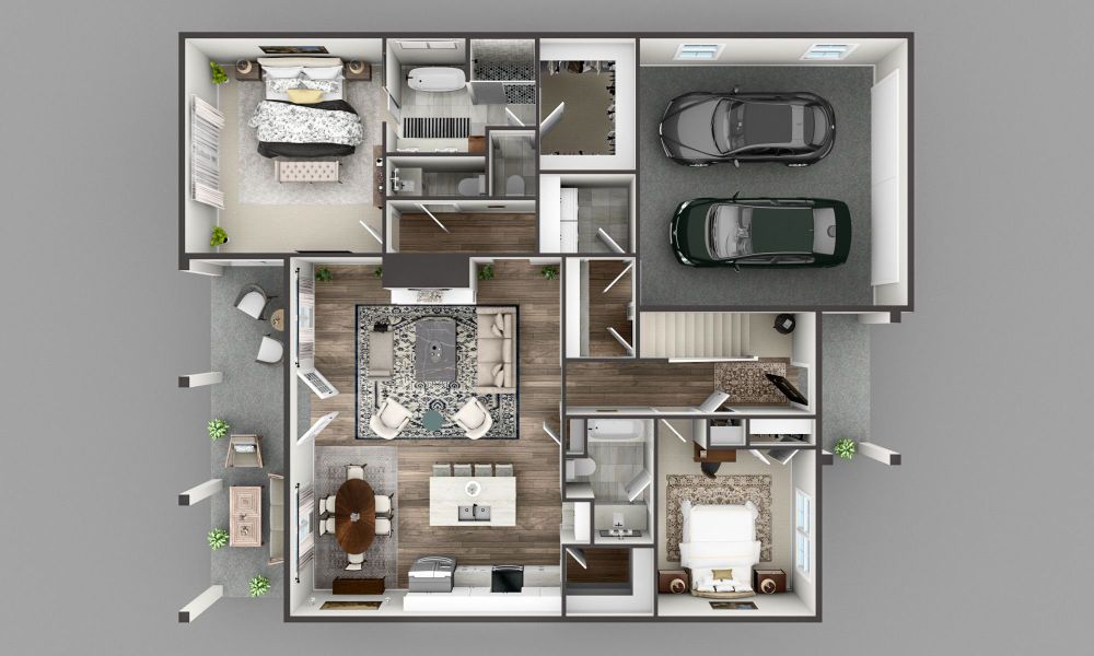 2D floor plan layout for the The Magnolia by RaLin in The Birches on Maple, Carrollton, GA (Image 4).