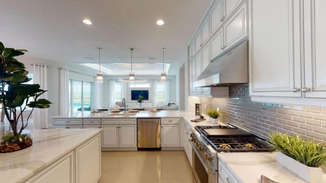 Representative furnished interior of a home built from the Grand Cayman by Medallion Home in Hampton Lakes, Sarasota (Image 3).