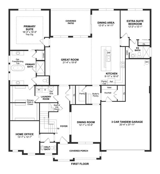 2D floor plan layout for the Montpelier by K. Hovnanian® Homes in Eden Preserve, Altamonte Springs, FL (Image 3).