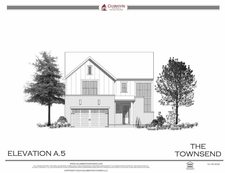 Representative rendering of the exterior for the Townsend by Celebration Homes (Image 5).