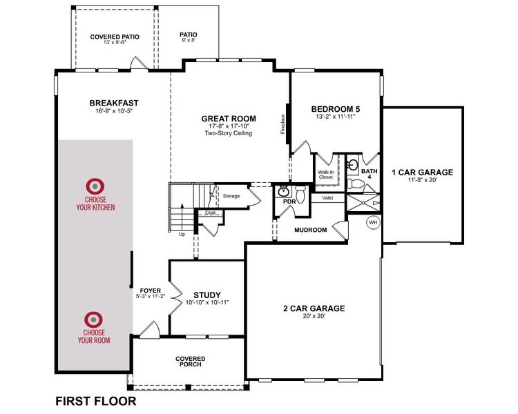 2D floor plan layout for the Yonah by Beazer Homes in Estates at Daves Creek, Cumming, GA (Image 3).