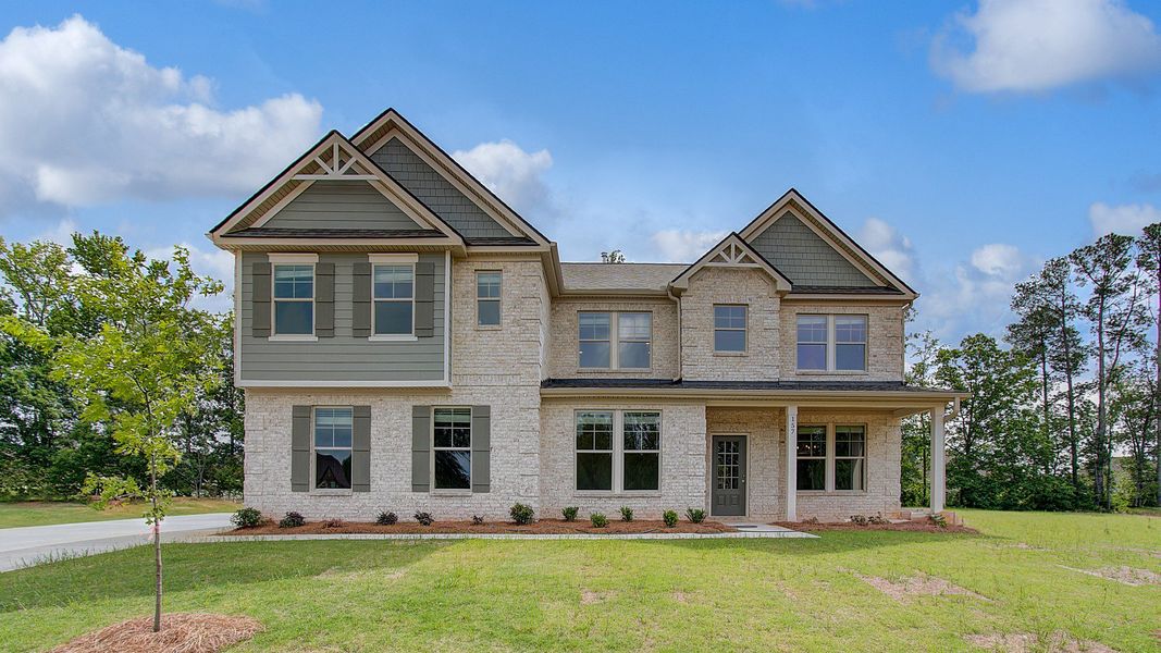 Representative exterior photo of a completed home built from the Rosemary II by DRB Homes in Cambria at Traditions, Hampton, GA (Image 20).