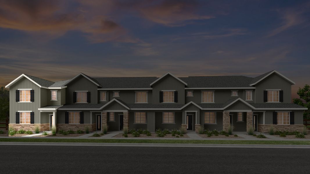Representative exterior photo of a completed home built from the Independence by Taylor Morrison in Parterre Townhomes - The Westerly Collection, Thornton, CO (Image 2).