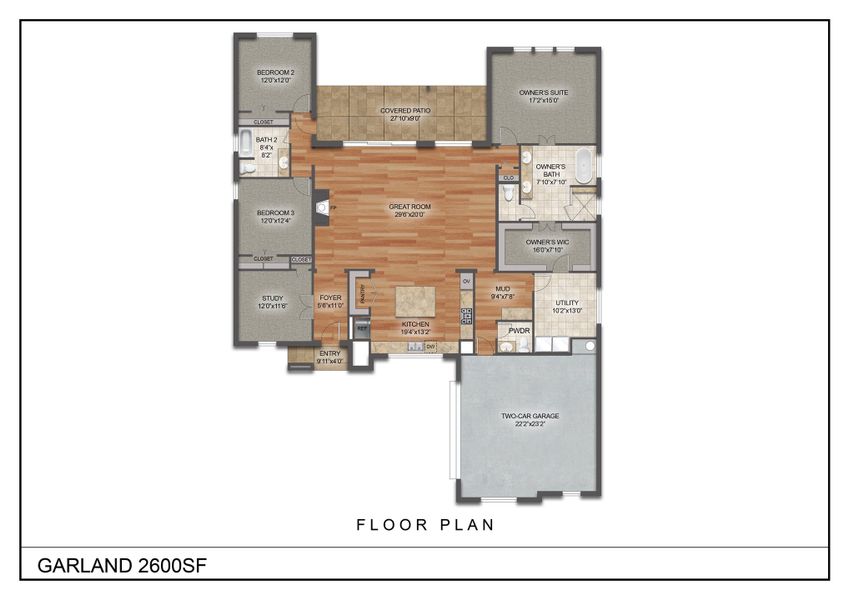 2D floor plan layout of this home in Paloma Ranches, Justin, TX (Image 2). 2D floor plan layout of this home in Paloma Ranches, Justin, TX (Image 2).