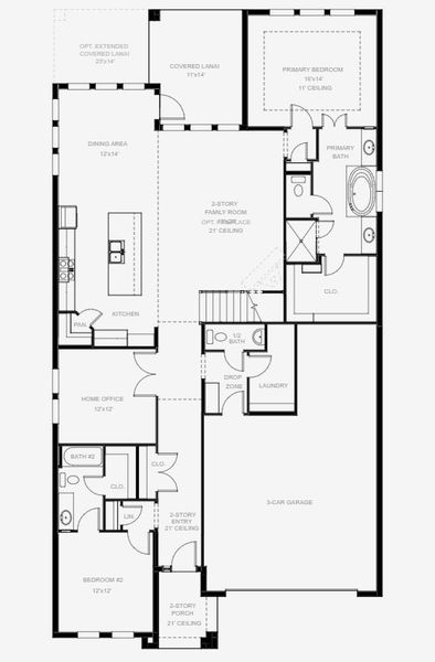 2D floor plan layout for the 3024F by Perry Homes in Glynlea Country Club 50', Port St. Lucie, FL (Image 3).
