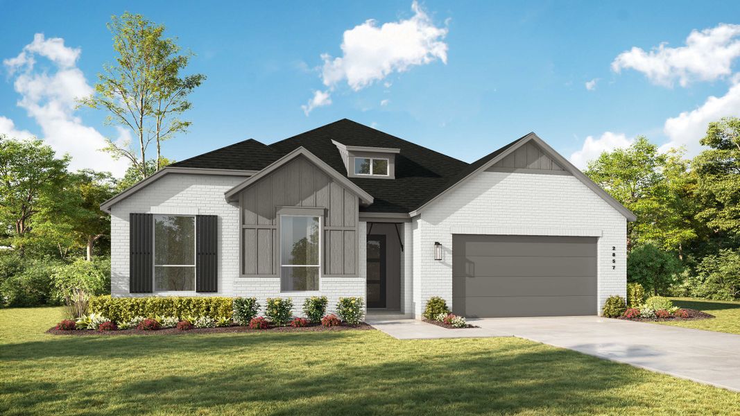 Representative exterior photo of a completed home built from the Chesterfield Plan by Highland Homes in Mont Blanc, Schertz, TX (Image 21). Representative exterior photo of a completed home built from the Chesterfield Plan by Highland Homes in Mont Blanc, Schertz, TX (Image 21).