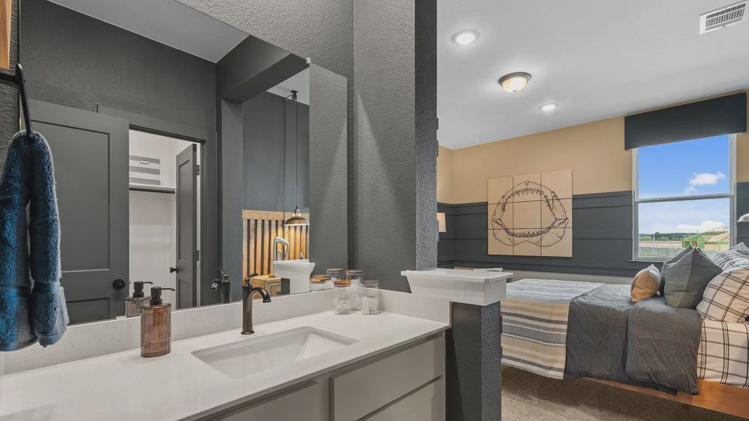 Representative furnished interior of a home built from the Acadia by Chesmar Homes in Elyson 50's, Katy (Image 31).