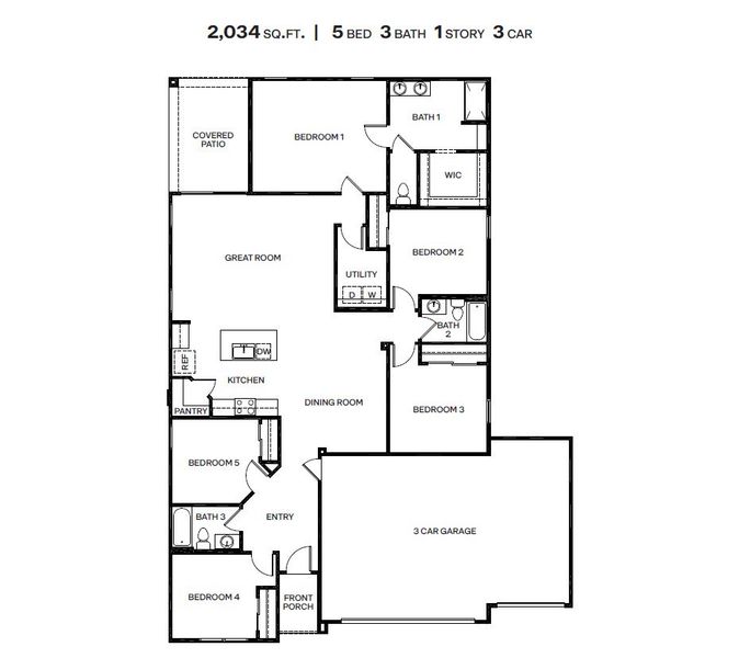 2D floor plan layout of this home in Sycamore Vista, Vail, AZ (Image 3).